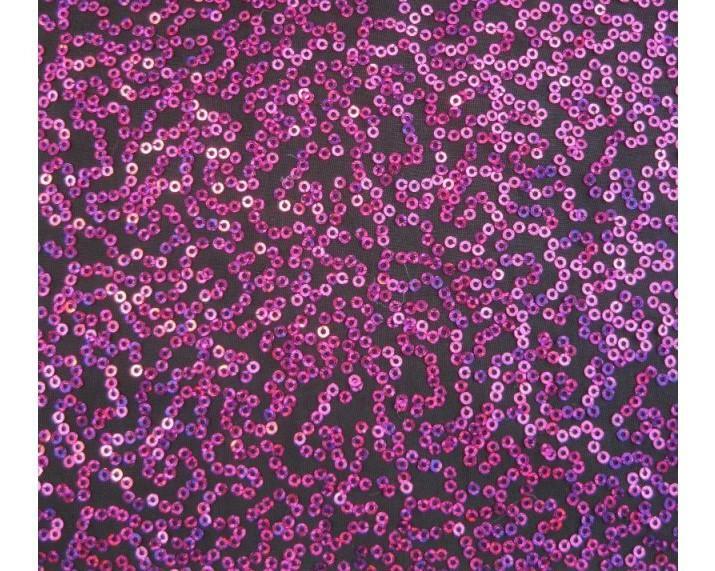 Luxury Sequin Dance Wear Stretch Fabric Material – BLACK MAGENTA