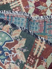 Upholstery Fabric Antique Quilt Block Designs 30″ x 56″ Green Rust Maroon Eagle