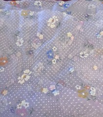 VTG Lavender Nylon Fuzzy Flocked Dotted Swiss & Florals 26″x9″ + Remnant