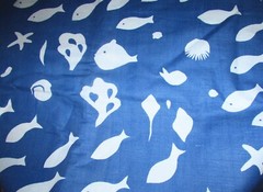 5 1/2 Yards Designer Linen/Cotton Nautical Coastal Blue & White 56″ Wide Fabric