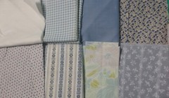 5 lb 4 oz Box of Assorted Fabric Scraps – Shades of Blue, Some Purple FSBTB98