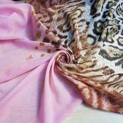 58” Wide By Yards Positional Print Chiffon Fabric Leopard Pink