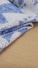 Blue Ivory Geometric Tweed Fabric by the Yard Aztec Tribal Style Fabric 150cm