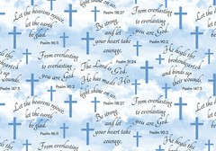 Religious Fabric Faithful Psalms Cross Fabric Digital Cotton David Textiles Yard