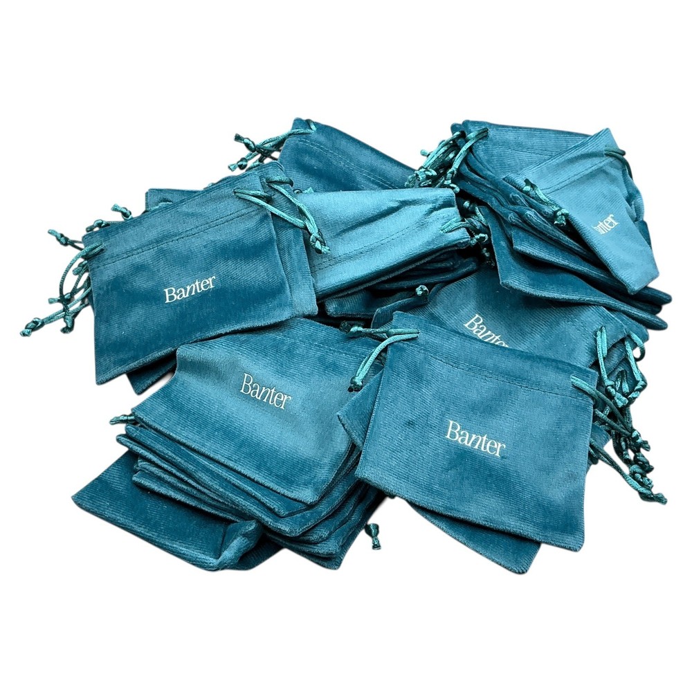 Banter Teal Velvet Jewelry Pouches Drawstring Bags Small Gift Bags Lot of 50x