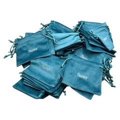 Banter Teal Velvet Jewelry Pouches Drawstring Bags Small Gift Bags Lot of 50x