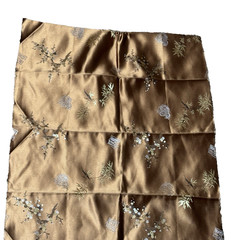 Chinese Satin Plum Blossom Brocade Polyester brown remnant 18″ x 22″ wide