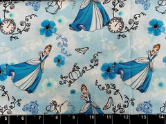 Tina SCRAP 9″x14″ Princess Cinderella Clock Slipper Carriage Blue Cotton Fabric