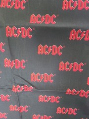 ACDC Logo Fabric Material Woven 100% Cotton Red On Black 2yd X 44in New