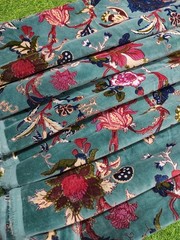 Stone Blue Indian Soft Velvet Floral Fabric Dress Sewing Upholstery Fabric 44″