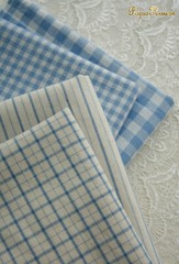 140x50cm Vintage Blue Linen Plaid Striped Yarn-Dyed Cotton Fabric Tablecloth
