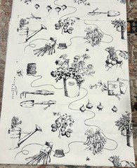 Ralph Lauren Home Fabric Garden Shop Toile RARE +/- 3 YDS Wide Width Cream Black