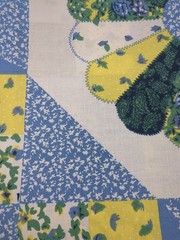 Cheater Quilt Top Dresden Patch Blue Cotton 45 x 108″