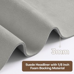 Suede Headliner Fabric 1/8″ Thick Foam Upholstery Roof Liner Replacement 60″ (W)