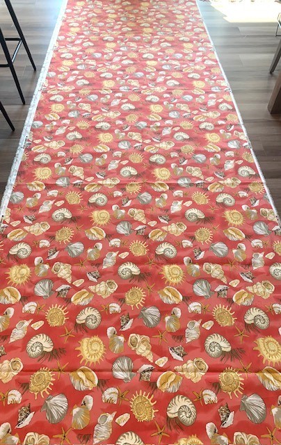 Heavy Outdoor Canvas Fabric SEASHELLS Design 9 1/2 Yard x 50 Inches