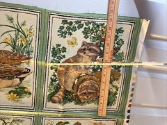 Cyrus Clark Wildlife Vtg Fabric Chintz 7 Panels Animal Frog Raccoon Fish 26.5×38