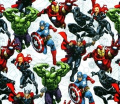 MARVEL FABRIC AVENGERS UNITE BLACK PANTHER HULK AVENGERS IRON MAN BY THE YARD