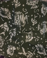 Beautiful Olive Green & Cream Tonal Batik Sea Life Fish Shells BTHY