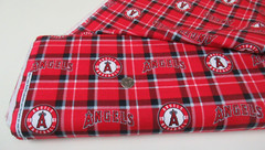 Licensed MLB LA ANGELS cotton FLANNEL fabric BTY (60087) Plaid design FANshop