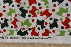 By 1/2 Yd, Red Green & Blue Scotty-Dogs on White Quilt Cotton, Jo-Ann, P3436