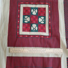 Christmas Cotton Fabric Cheater Quilt Square Blocks Pillow 43″W x 2½ Yds