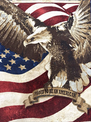 Patriotic Stars & Stripes Eagle Cotton Fabric Panel Quilts of Valor 42″x23″ #69