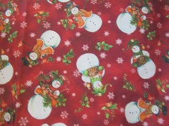 JO-ANN Snowmen & Holly W/BIRDS on Red Cotton Fabric SBTYX44″W NEW