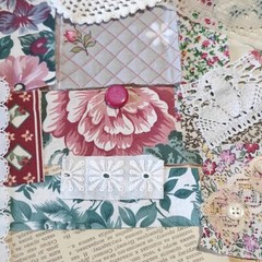 Slow stitch junk journal kit Vintage fabric pieces lace Sewing and Craft K#26