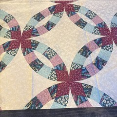 Cheater Quilt Fabric Wedding Ring 80s 90s VTG 84×44 Duvet Bedspread NEW Sewing