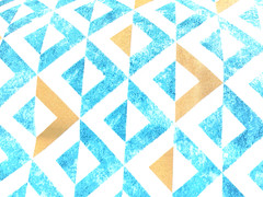Modern Geometric Outdoor Abstract Patterned Fabric in Teal and Gold 1 Yard Lot