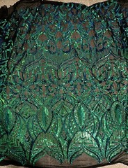 Green Blue Black Iridescent 4way stretch sequin fabric 50” Width 1 Yard