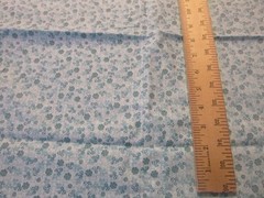 Turquoise Flowers on Aqua and White Cotton Fabric (44″ Wide x 50″ long)