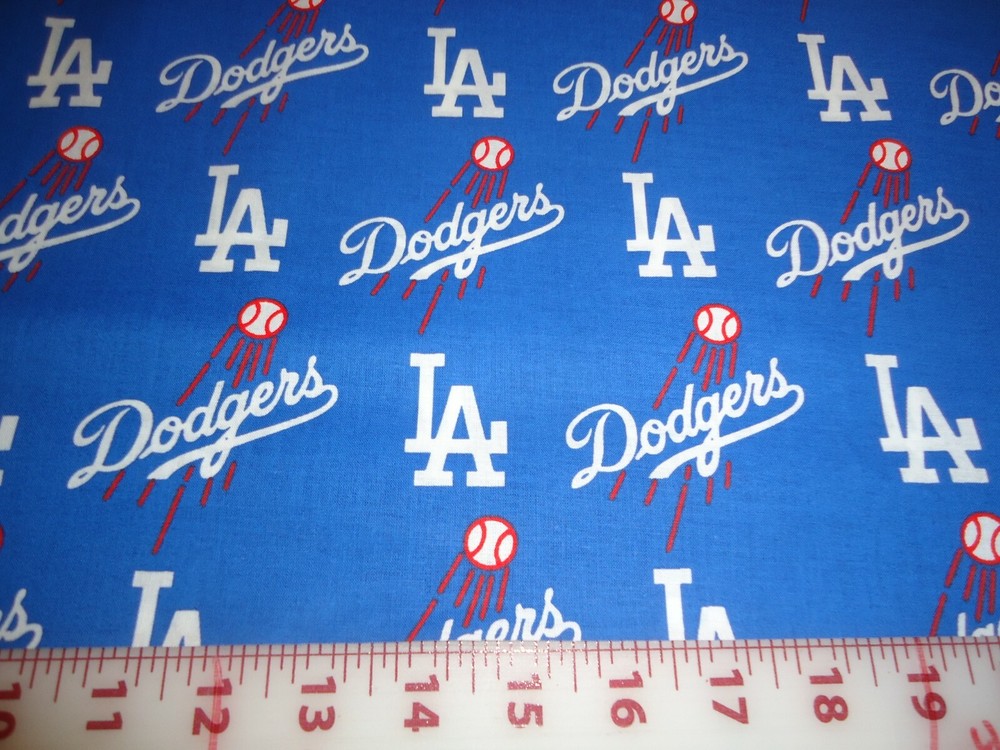 ( 1/4 Yard ) MLB Baseball LA Los Angeles Dodgers Cotton Fabric ( 9″ x 56″ )