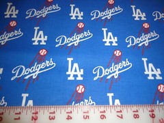 ( 1/4 Yard ) MLB Baseball LA Los Angeles Dodgers Cotton Fabric ( 9″ x 56″ )