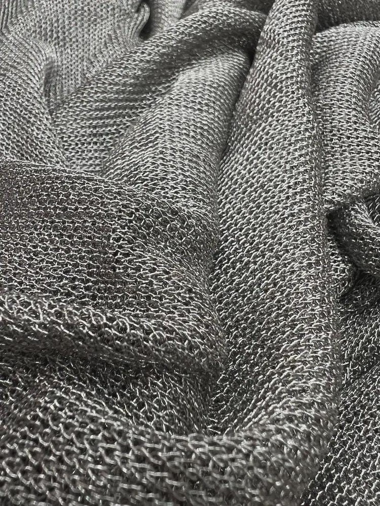 Metallic Chainmail Fabric Silver Mesh Sheer 2-Way Stretch 60 Inch Wide