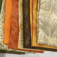 Cotton Quilting Fabric Lot Earthy Tones Earthtone Brown Orange Green Tan 13 Pc
