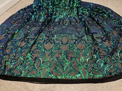 Green Blue Black Iridescent 4way stretch sequin fabric 50” Width 1 Yard