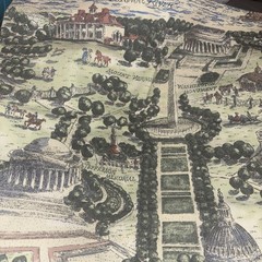 Vtg HTF MONTICELLO DC Toile Bloomcraft Arvale Rogers Upholstery Fabric 57”x28”