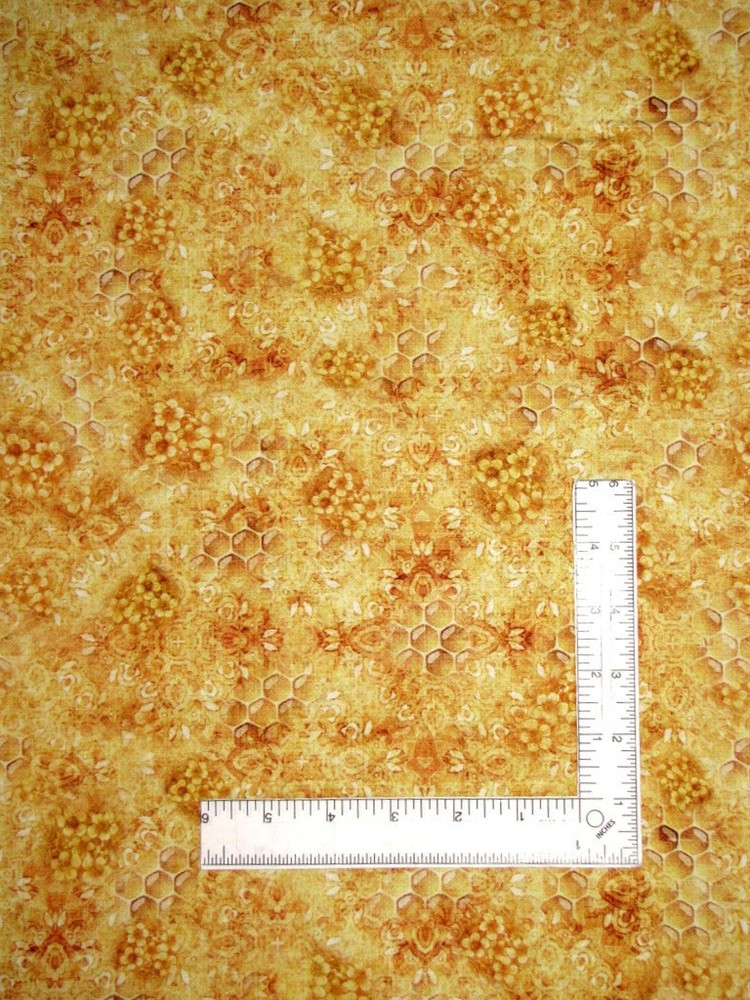 Bumble Bee Honeycomb Hive Fabric By The Yard Bees Queen Bee Cotton by QT