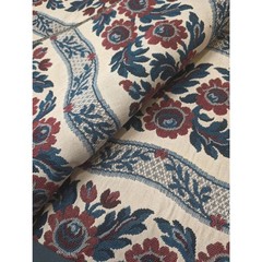 2.5 Yards Vintage Home Decor Fabric Red Blue Sunflower Jacquard Stripe