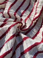 Red Striped Special Textured Turkish Cotton Crinkle Fabric: Quality Unique For