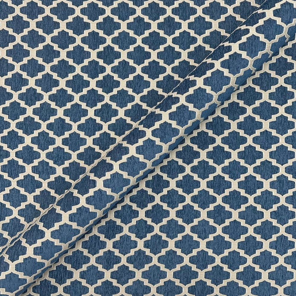 Blue Denim Mid Century Jacquard Upholstery Fabric 57″