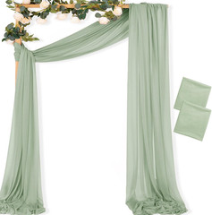Sage Green Wedding Arch Draping Fabric 2 Panels 29″ X 20 FT Extra Long Gauze Dra