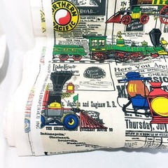 Vintage Train Engine Transportation Travel Fabric By the Yard 43″ House n Home
