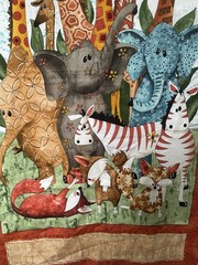 Quilt Fabric Panel Wild Things Zebra Giraffe Fox Elephant Jungle Animal Noah Ark