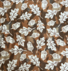 Acorn and Leaves Anti Pill Plush Fleece Fabric – 1.5 yards x 58″ NEW