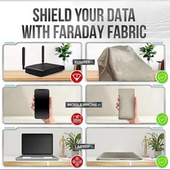5G EMF RF Blocking Faraday Fabric for E-magnetic Shielding, Copper/Nickel/Poly
