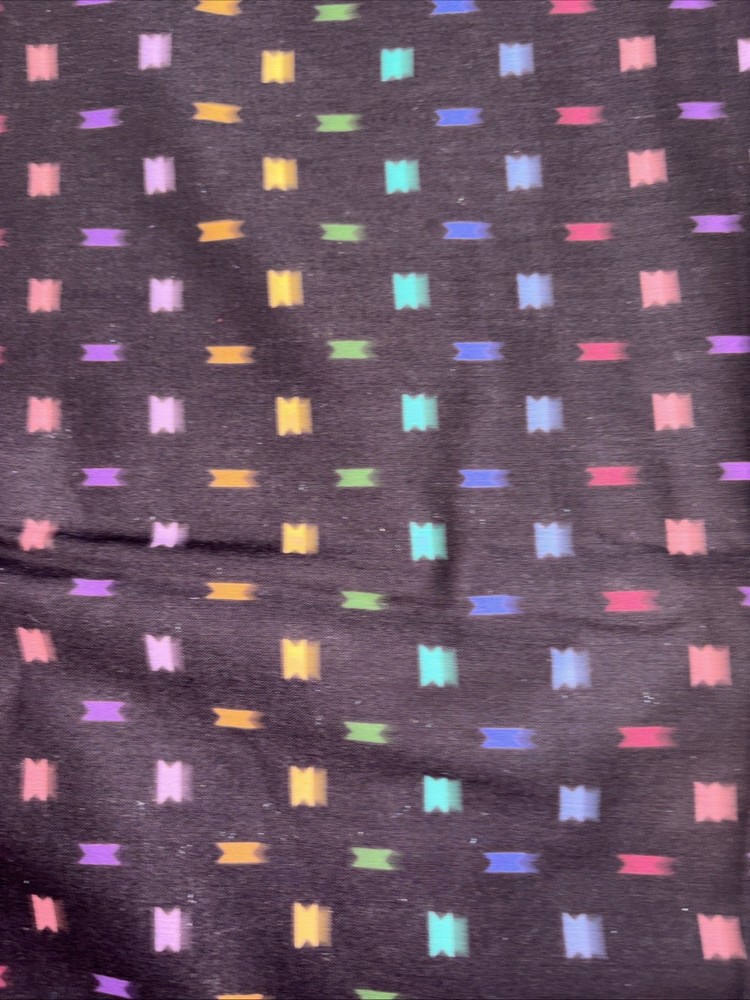 Springs Industries Fabric Black W/ Multicolor Repeat Pattern See Photos 2 Yards