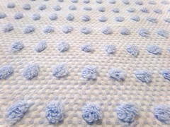 Bubble Pop Blue Woven Vtg Chenille Bedspread Fabric Coastal Chic 21″ x 23″ Pc