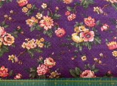 CLASSIC COTTONS – PURPLE FLORAL COTTON FLANNEL (1998) – 1 3/8 YARDS